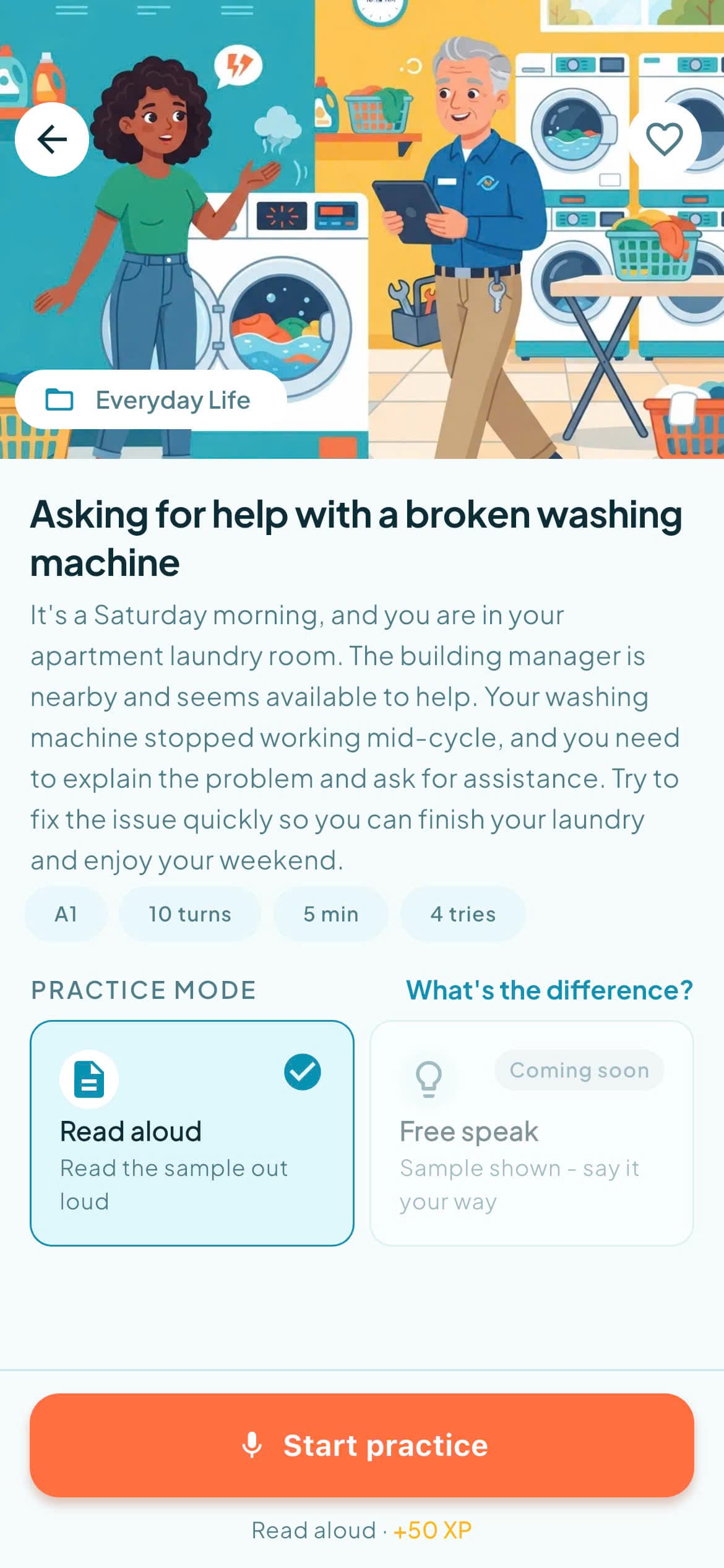 A Zingo lesson describing a practical, everyday situation to practice